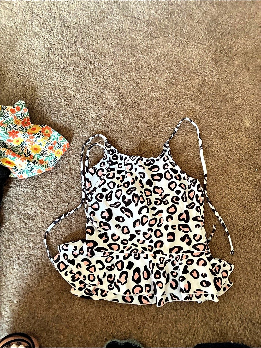 Pink & Black Animal Print Ruffle Bikini Like New